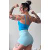 imageAoxjox Impact Seamless Workout Biker Shorts for Women Hidden Scrunch LowHigh Waisted Athletic Running Yoga Short 45quot5quotIce Blue