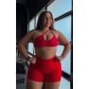 imageAoxjox Impact Seamless Workout Biker Shorts for Women Hidden Scrunch LowHigh Waisted Athletic Running Yoga Short 45quot5quotRacing Red