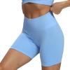 imageAoxjox Seamless Asset Workout Biker Shorts for Women Tummy Control High Waisted Athletic Scrunch Gym Running Yoga Short 5quot6quotSky Blue