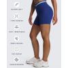 imageAoxjox Velma Workout Biker Shorts for Women Color Block CrossWaist High Waisted Exercise Gym Running Yoga Short 6quotBellwether BlueAiry Blue