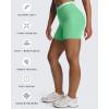 imageAoxjox Velma Workout Biker Shorts for Women Color Block CrossWaist High Waisted Exercise Gym Running Yoga Short 6quotKatydid GreenWhite