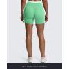 imageAoxjox Velma Workout Biker Shorts for Women Color Block CrossWaist High Waisted Exercise Gym Running Yoga Short 6quotKatydid GreenWhite