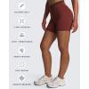 imageAoxjox Velma Workout Biker Shorts for Women Color Block CrossWaist High Waisted Exercise Gym Running Yoga Short 6quotRum RaisinMulch