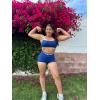 imageAoxjox Womens Color Block Halter Workout Sports Bras Fitness Athletic Vanessa Bra Yoga Crop TankBellwether BlueAiry Blue