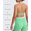 imageAoxjox Womens Color Block Halter Workout Sports Bras Fitness Athletic Vanessa Bra Yoga Crop TankKatydid GreenWhite