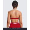 imageAoxjox Womens Color Block Halter Workout Sports Bras Fitness Athletic Vanessa Bra Yoga Crop TankRacing RedWhite