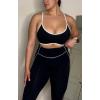 imageAoxjox Womens Color Block Workout Sports Bras Fitness Lexi Lined Strappy Bra Athletic Yoga Crop TankBlack and White