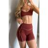 imageAoxjox Womens Color Block Workout Sports Bras Fitness Lexi Lined Strappy Bra Athletic Yoga Crop TankBurgundyWoodrose