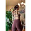 imageAoxjox Womens Color Block Workout Sports Bras Fitness Lexi Lined Strappy Bra Athletic Yoga Crop TankRum RaisinMulch