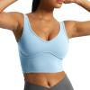 imageAoxjox Womens Workout Brooke Tank Crop Curve Longline Fitness Sports Bras Training Gym Bra YogaAiry Blue