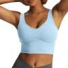 imageAoxjox Womens Workout Brooke Tank Crop Curve Longline Fitness Sports Bras Training Gym Bra YogaAiry Blue