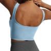 imageAoxjox Womens Workout Brooke Tank Crop Curve Longline Fitness Sports Bras Training Gym Bra YogaAiry Blue