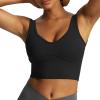 imageAoxjox Womens Workout Brooke Tank Crop Curve Longline Fitness Sports Bras Training Gym Bra YogaBlack