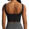 imageAoxjox Womens Workout Brooke Tank Crop Curve Longline Fitness Sports Bras Training Gym Bra YogaBlack