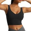 imageAoxjox Womens Workout Brooke Tank Crop Curve Longline Fitness Sports Bras Training Gym Bra YogaBlack