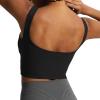 imageAoxjox Womens Workout Brooke Tank Crop Curve Longline Fitness Sports Bras Training Gym Bra YogaBlack