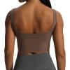 imageAoxjox Womens Workout Brooke Tank Crop Curve Longline Fitness Sports Bras Training Gym Bra YogaFudge Coffee