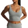 imageAoxjox Womens Workout Brooke Tank Crop Curve Longline Fitness Sports Bras Training Gym Bra YogaGrey