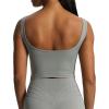 imageAoxjox Womens Workout Brooke Tank Crop Curve Longline Fitness Sports Bras Training Gym Bra YogaGrey