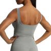 imageAoxjox Womens Workout Brooke Tank Crop Curve Longline Fitness Sports Bras Training Gym Bra YogaGrey