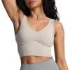imageAoxjox Womens Workout Brooke Tank Crop Curve Longline Fitness Sports Bras Training Gym Bra YogaMink