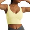 imageAoxjox Womens Workout Brooke Tank Crop Curve Longline Fitness Sports Bras Training Gym Bra YogaPastel Yellow