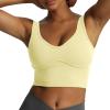 imageAoxjox Womens Workout Brooke Tank Crop Curve Longline Fitness Sports Bras Training Gym Bra YogaPastel Yellow
