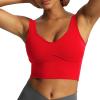 imageAoxjox Womens Workout Brooke Tank Crop Curve Longline Fitness Sports Bras Training Gym Bra YogaRacing Red