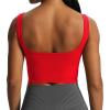 imageAoxjox Womens Workout Brooke Tank Crop Curve Longline Fitness Sports Bras Training Gym Bra YogaRacing Red
