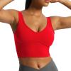 imageAoxjox Womens Workout Brooke Tank Crop Curve Longline Fitness Sports Bras Training Gym Bra YogaRacing Red