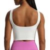 imageAoxjox Womens Workout Brooke Tank Crop Curve Longline Fitness Sports Bras Training Gym Bra YogaWhite