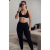 imageAoxjox Womens Workout Fitness Rory Ruched Sports Bras Yoga Crop TankBlack and White