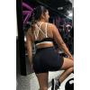 imageAoxjox Womens Workout Fitness Rory Ruched Sports Bras Yoga Crop TankBlack and White