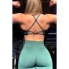 imageAoxjox Womens Workout Lily Deep V Cross Back Sport Bras Fitness Bra Yoga Crop TankForest Green