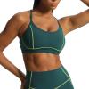 imageAoxjox Womens Workout Sports Bras Fitness Training Gym Lexi Lined Bra Yoga Crop TankDark Sea GreenLime Green