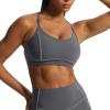 imageAoxjox Womens Workout Sports Bras Fitness Training Gym Lexi Lined Bra Yoga Crop TankIron GreyGrey