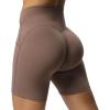 imageAoxjox Scarlett Workout Biker Shorts for Women Tummy Control High Waisted Hidden Scrunch Athletic Gym Running Yoga Short 6quotFudge Coffee