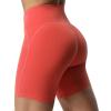 imageAoxjox Scarlett Workout Biker Shorts for Women Tummy Control High Waisted Hidden Scrunch Athletic Gym Running Yoga Short 6quotSpiced Coral