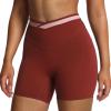 imageAoxjox Velma Workout Biker Shorts for Women Color Block CrossWaist High Waisted Exercise Gym Running Yoga Short 6quotBurgundyWoodrose