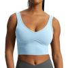 imageAoxjox Womens Workout Brooke Tank Crop Curve Longline Fitness Sports Bras Training Gym Bra YogaAiry Blue