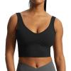 imageAoxjox Womens Workout Brooke Tank Crop Curve Longline Fitness Sports Bras Training Gym Bra YogaBlack