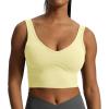imageAoxjox Womens Workout Brooke Tank Crop Curve Longline Fitness Sports Bras Training Gym Bra YogaPastel Yellow