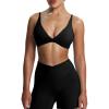 imageAoxjox Womens Workout Deep V Adjustable Sport Bras Fitness Serena Bra Yoga Crop TankBlack