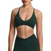imageAoxjox Womens Workout Lily Deep V Cross Back Sport Bras Fitness Bra Yoga Crop TankForest Green