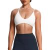 imageAoxjox Womens Workout Lily Deep V Cross Back Sport Bras Fitness Bra Yoga Crop TankWhite