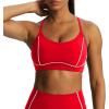 imageAoxjox Womens Workout Sports Bras Fitness Training Gym Lexi Lined Bra Yoga Crop TankRacing RedWhite
