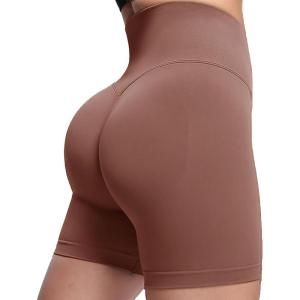imageAoxjox Booty Workout Biker Shorts for Women Tummy Control High Waisted Hidden Scrunch Athletic Running Yoga Short 5quot2 Dandelion Brown Thin Scrunch Version