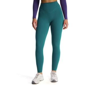 imageAoxjox High Waisted Workout Siren Leggings for Women Hidden Scrunch Butt Lifting Tummy Control Yoga Pants 26quotDeep Lagoon