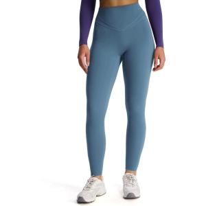 imageAoxjox High Waisted Workout Siren Leggings for Women Hidden Scrunch Butt Lifting Tummy Control Yoga Pants 26quotSteel Blue