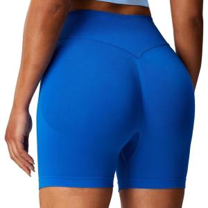 imageAoxjox Impact Seamless Workout Biker Shorts for Women Hidden Scrunch LowHigh Waisted Athletic Running Yoga Short 45quot5quotGalaxy Blue